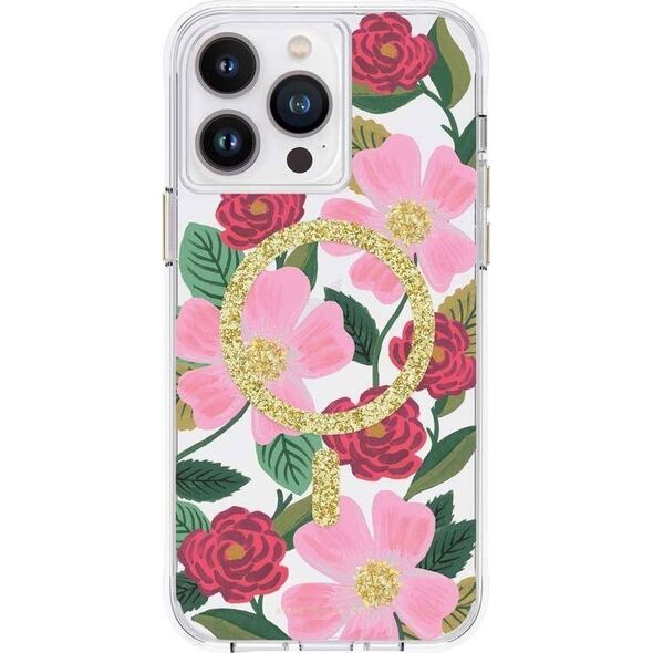 Rifle Paper Clear MagSafe - Etui iPhone 14 Pro Max zdobione złotem (Rose Garden) 12572113 840171720129
