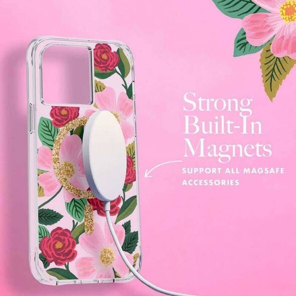 Rifle Paper Clear MagSafe - Etui iPhone 14 Pro Max zdobione złotem (Rose Garden) 12572113 840171720129
