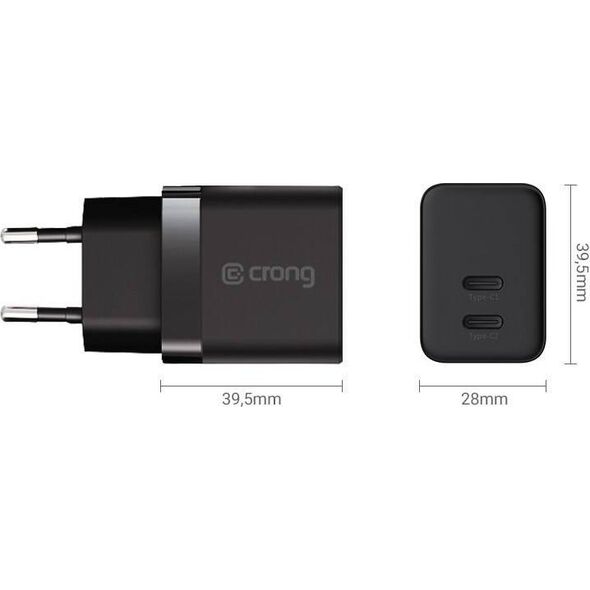 Ładowarka Crong Ładowarka sieciowa Crong Utra Compact GaN 35W PD 3.0 2x USB-C (czarny) 12613766 5904310702232