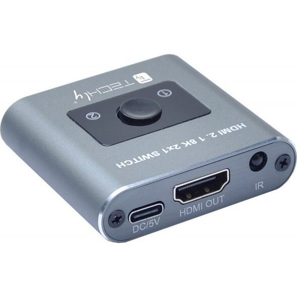 Adapter AV Techly Techly 2-Portowy Przełącznik HDMI 2.1 8K*60Hz 2x1 z Pilotem IR 12615313 8059018365504