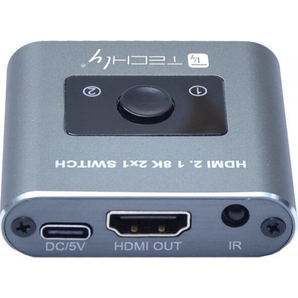 Adapter AV Techly Techly 2-Portowy Przełącznik HDMI 2.1 8K*60Hz 2x1 z Pilotem IR 12615313 8059018365504