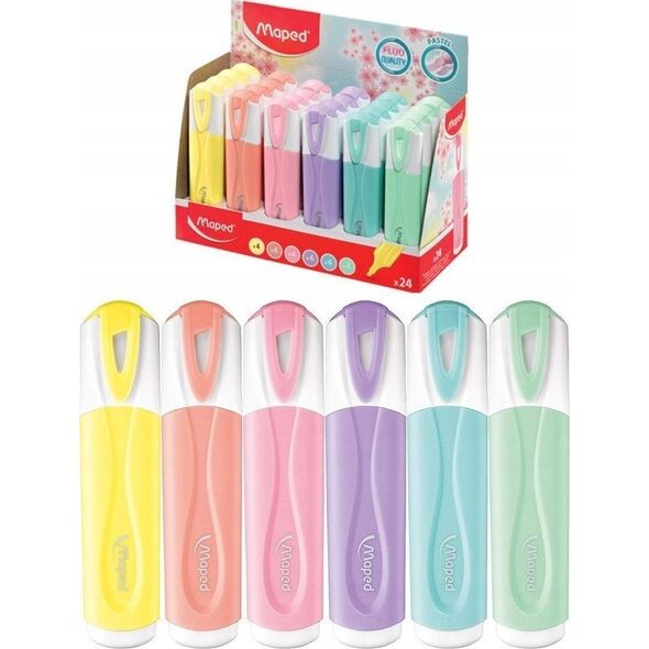 Maped Zakreślacze Maped Fluo&#039|Peps Pastel 4x6 kolorów (24) 12624884 3154147425388