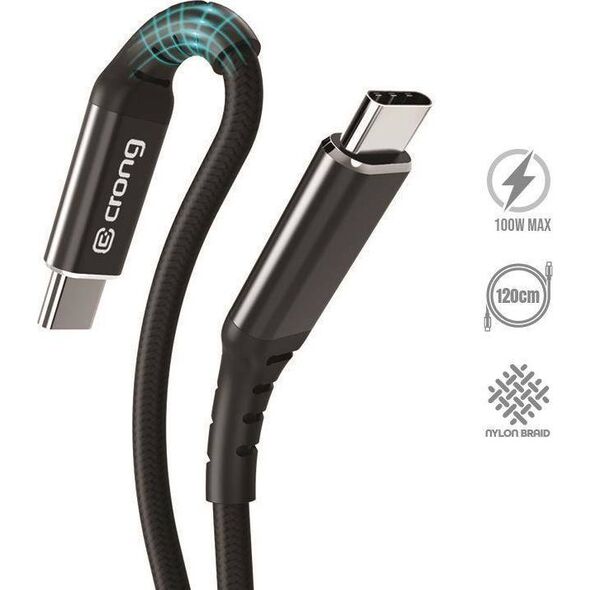 Kabel USB Crong USB-C - USB-C 1.2 m Czarny (CRG567) 12627428 5904310702379