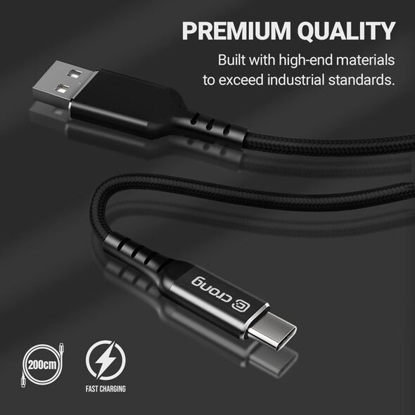 Kabel USB Crong USB-C - USB-C 2 m Czarny (CRG-AL200USCC-BLK) 12627430 5904310702386