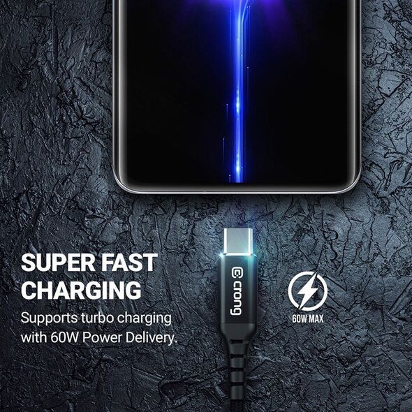 Kabel USB Crong USB-C - USB-C 2 m Czarny (CRG-AL200USCC-BLK) 12627430 5904310702386