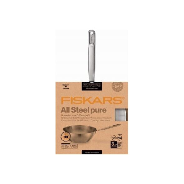 Patelnia Fiskars Fiskars All Steel pure kiniska WOK keptuve 28cm (1065629) 12627984 6424002015901