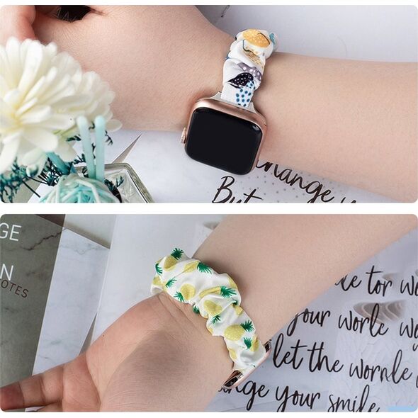 Hurtel Materiałowa opaska do Watch 7 / 6 / 5 / 4 / 3 / 2 / SE (45 / 44 / 42mm) pasek bransoleta bransoletka na gumce ananas 12666976 9145576255377