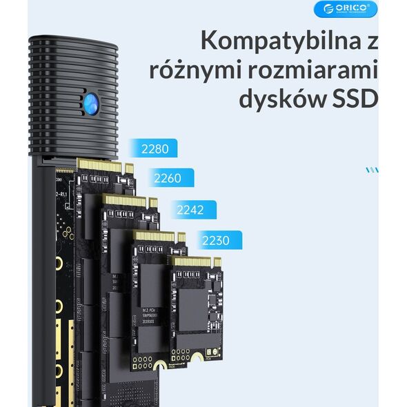 Kieszeń Orico M.2 NVMe/SATA 10Gbps czarna (PWDM2-G2-BK-EP) 12692871 6941788828254