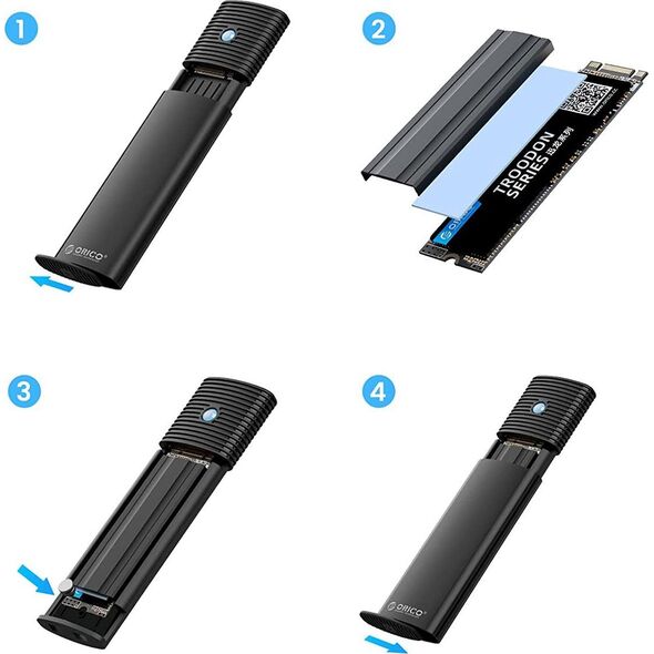 Kieszeń Orico M.2 NVMe/SATA 10Gbps czarna (PWDM2-G2-BK-EP) 12692871 6941788828254