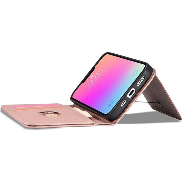 Hurtel Magnet Card Case etui iPhone 14 Plus pokrowiec z klapką portfel podstawka różowe 12718330 9145576263396
