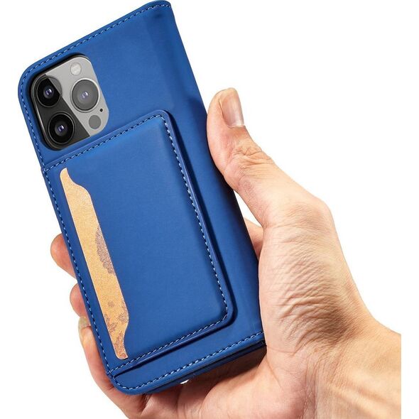Hurtel Magnet Card Case etui iPhone 14 Pro Max pokrowiec z klapką portfel podstawka niebieskie 12718340 9145576263457