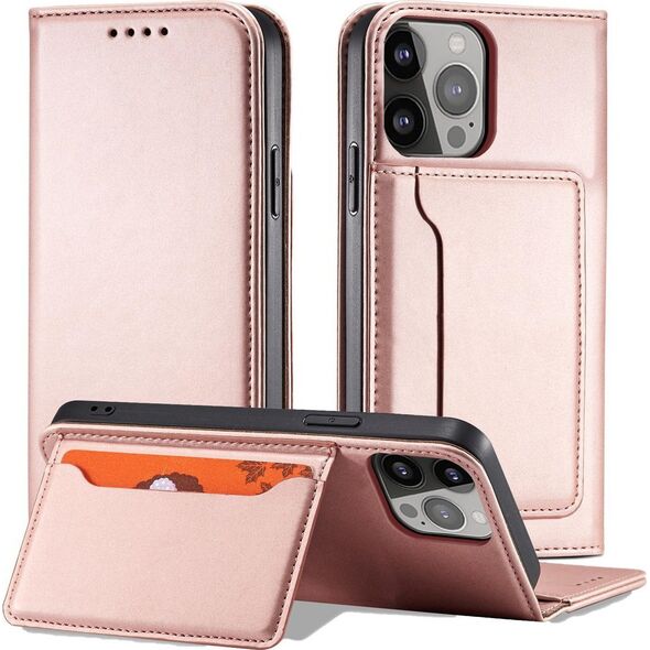 Hurtel Magnet Card Case etui iPhone 14 Pro Max pokrowiec z klapką portfel podstawka różowe 12718348 9145576263471