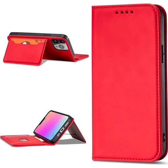Hurtel Magnet Card Case etui iPhone 14 Plus pokrowiec z klapką portfel podstawka czerwone 12718349 9145576263389