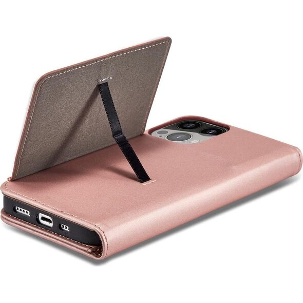 Hurtel Magnet Card Case etui iPhone 14 Pro pokrowiec z klapką portfel podstawka różowe 12718351 9145576263433