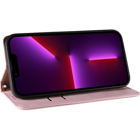 Hurtel Magnet Strap Case etui iPhone 14 Pro pokrowiec z klapką portfel mini smycz podstawka różowe 12718353 9145576263631