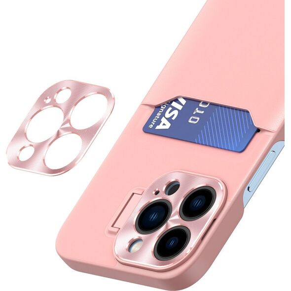 Hurtel Leather Stand Case etui do iPhone 14 Pro Max pokrowiec portfel na kartę z podstawką różowe 12718454 9145576269732