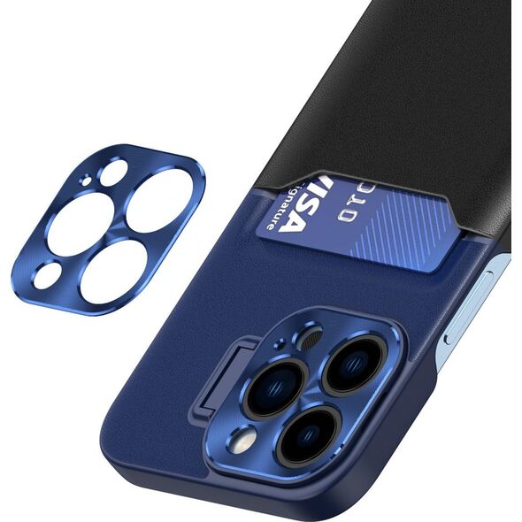 Hurtel Leather Stand Case etui do iPhone 14 Pro Max pokrowiec portfel na kartę z podstawką niebieskie 12718457 9145576269749