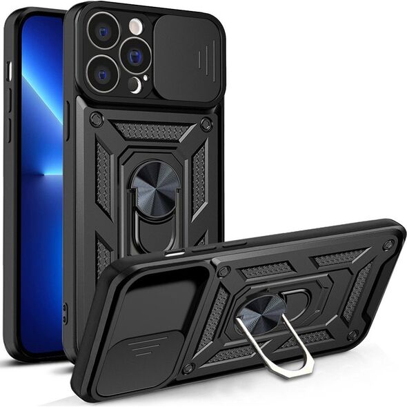 Hurtel Hybrid Armor Camshield etui iPhone 13 Pro pancerny pokrowiec z osłoną na aparat czarne 12718616 9145576267974