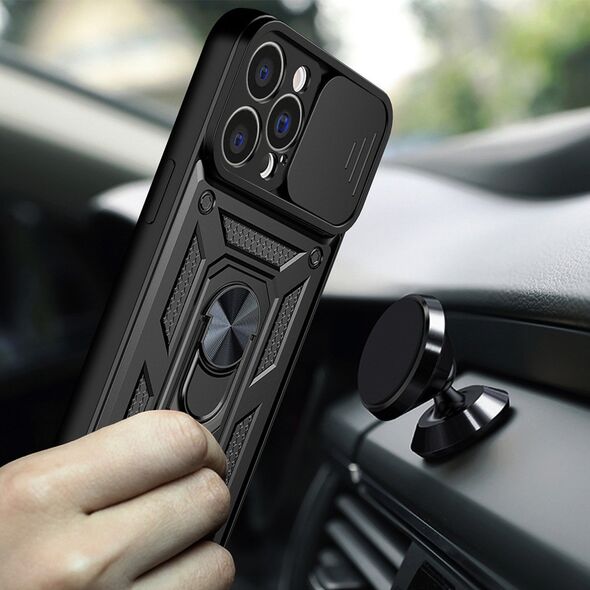Hurtel Hybrid Armor Camshield etui iPhone 13 Pro pancerny pokrowiec z osłoną na aparat czarne 12718616 9145576267974