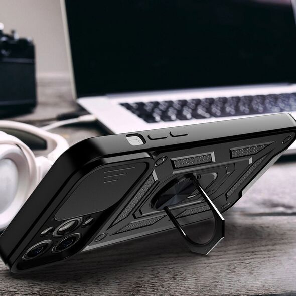Hurtel Hybrid Armor Camshield etui iPhone 13 Pro pancerny pokrowiec z osłoną na aparat czarne 12718616 9145576267974