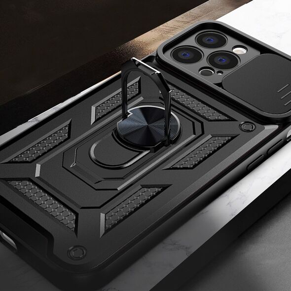 Hurtel Hybrid Armor Camshield etui iPhone 13 Pro pancerny pokrowiec z osłoną na aparat czarne 12718616 9145576267974