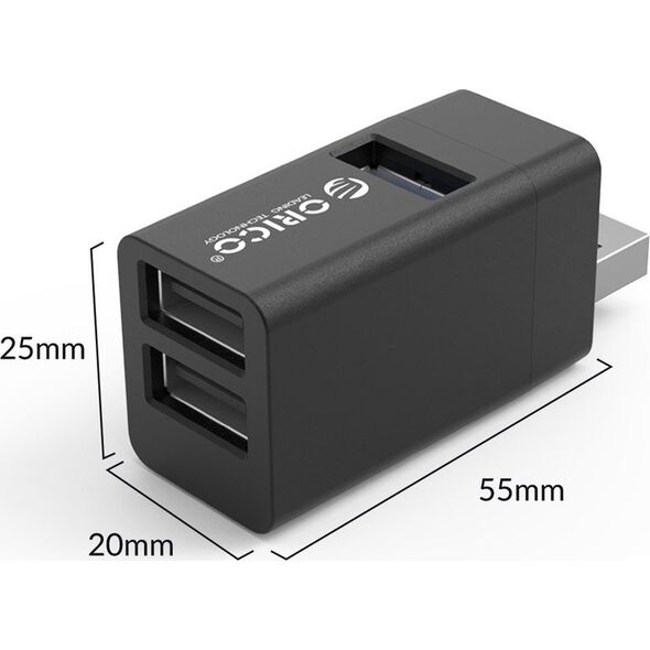 HUB USB Orico MINI-U32-BK-BP 3x USB-A 3.0 (MINI-U32-BK-BP) 12728646 6936761814928