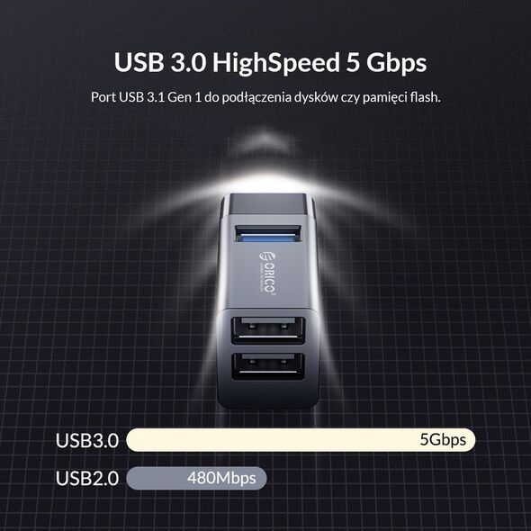 HUB USB Orico MINI-U32-BK-BP 3x USB-A 3.0 (MINI-U32-BK-BP) 12728646 6936761814928
