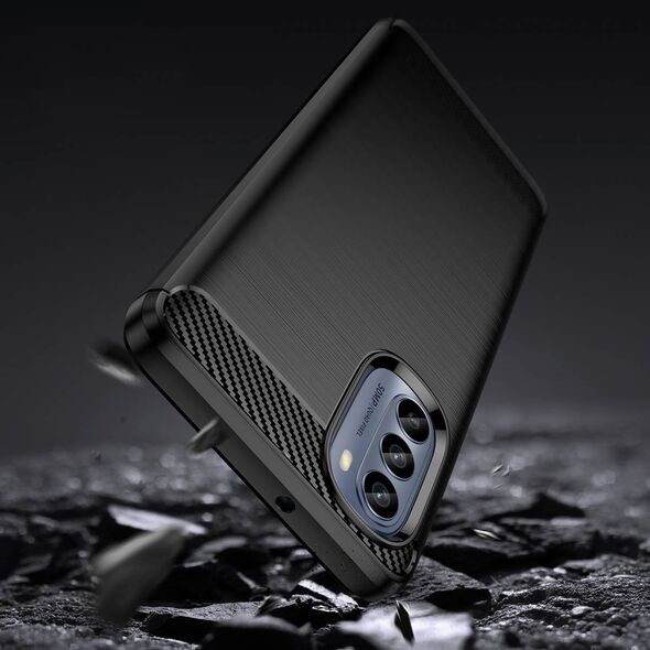 Hurtel Carbon Case etui do Motorola Moto G62 5G elastyczny silikonowy karbonowy pokrowiec czarne 12741118 9145576271766
