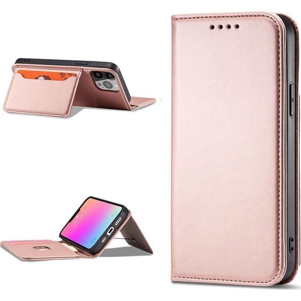 Hurtel Magnet Card Case etui Samsung Galaxy S23 pokrowiec z klapką portfel podstawka różowe 12741386 9145576271063