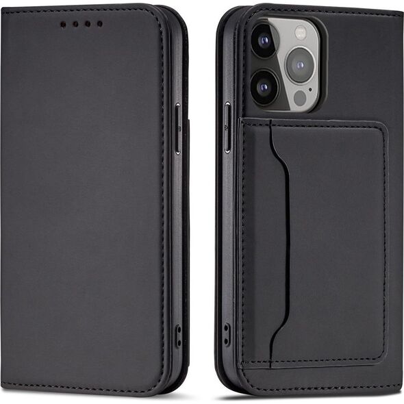 Hurtel Magnet Card Case etui Samsung Galaxy S23 Ultra pokrowiec z klapką portfel podstawka czarne 12741388 9145576271117