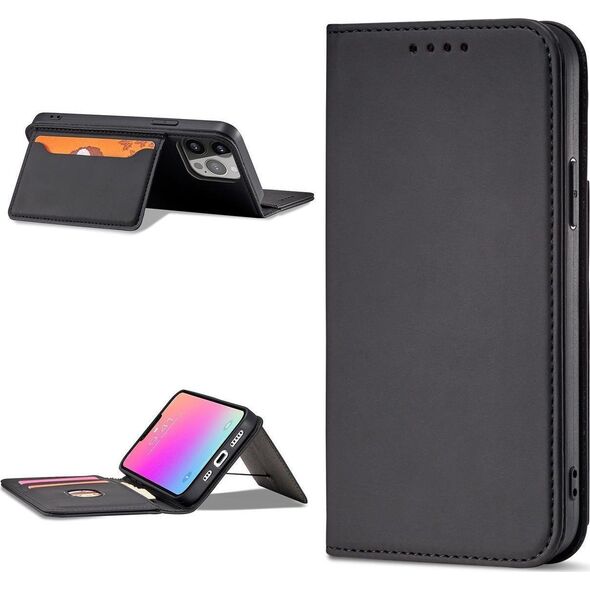 Hurtel Magnet Card Case etui Samsung Galaxy S23 Ultra pokrowiec z klapką portfel podstawka czarne 12741388 9145576271117