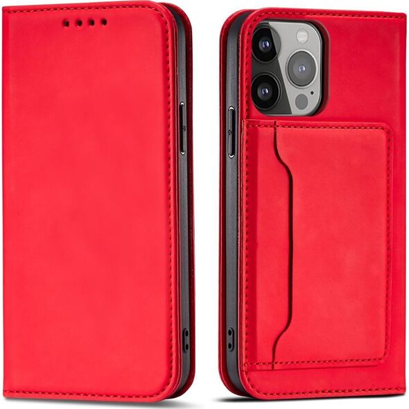 Hurtel Magnet Card Case etui Samsung Galaxy S23+ pokrowiec z klapką portfel podstawka czerwone 12741394 9145576271094