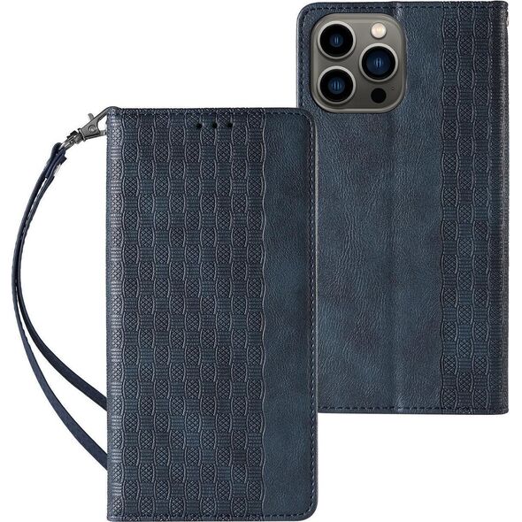 Hurtel Magnet Strap Case etui Samsung Galaxy S23 pokrowiec z klapką portfel mini smycz podstawka niebieskie 12741398 9145576271247