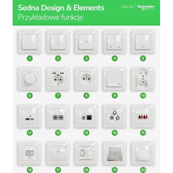 SCHNEIDERE Czujnik ruchu Schneider Sedna Design SDD111504 z łącznikiem biały Design & Elements 12774593 3606481466242