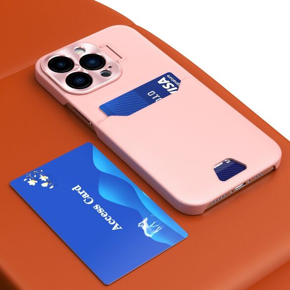 Hurtel Leather Stand Case etui Samsung Galaxy S23 Ultra pokrowiec portfel na kartę z podstawką różowe 12814660 9145576274842