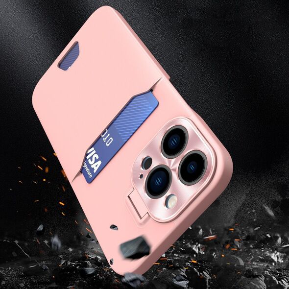 Hurtel Leather Stand Case etui Samsung Galaxy S23 Ultra pokrowiec portfel na kartę z podstawką różowe 12814660 9145576274842