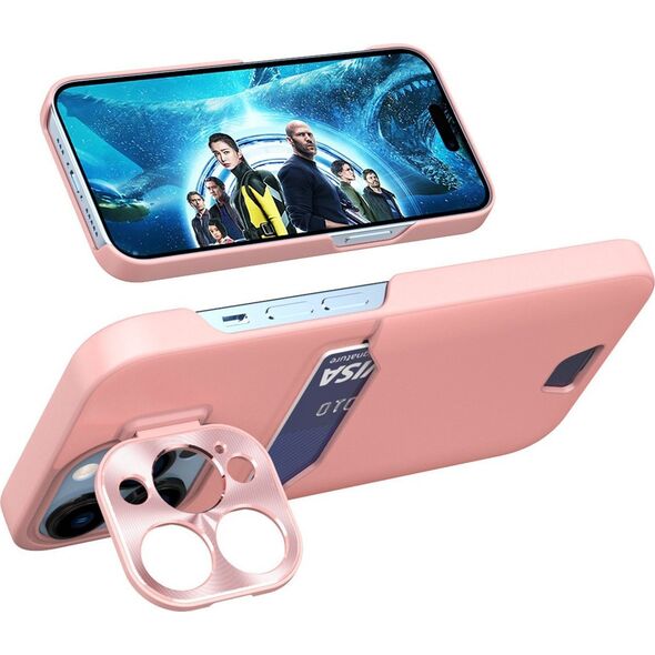 Hurtel Leather Stand Case etui Samsung Galaxy S23 pokrowiec portfel na kartę z podstawką różowe 12814661 9145576274903