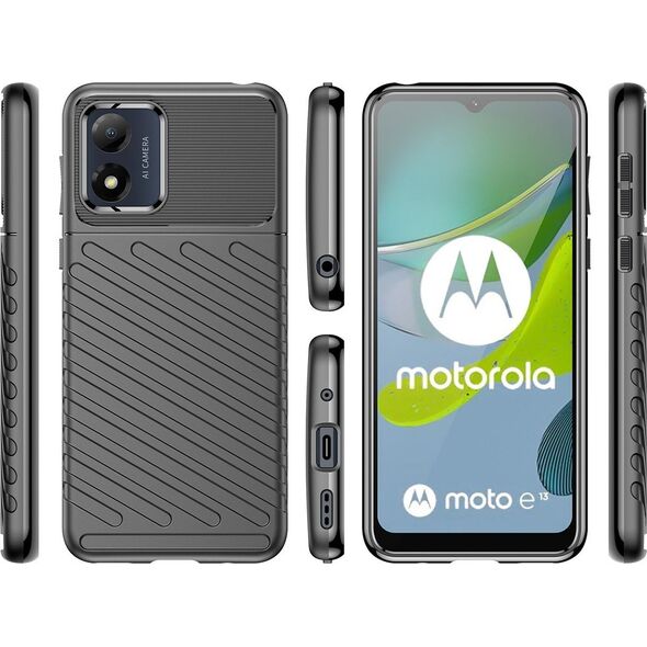 Hurtel Thunder Case etui Motorola Moto E13 silikonowy pancerny pokrowiec czarne 12814675 9145576274613