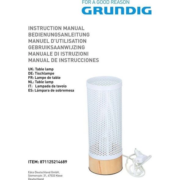 Lampa stołowa Grundig Grundig - Lampa stołowa 12833166 8711252146898