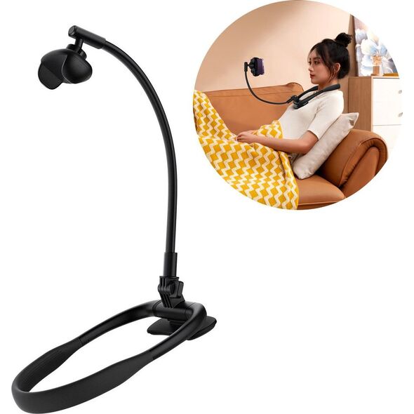 Baseus Uchwyt Baseus ComfortJoy na szyję do telefonu (czarny) 12835757 6932172624743
