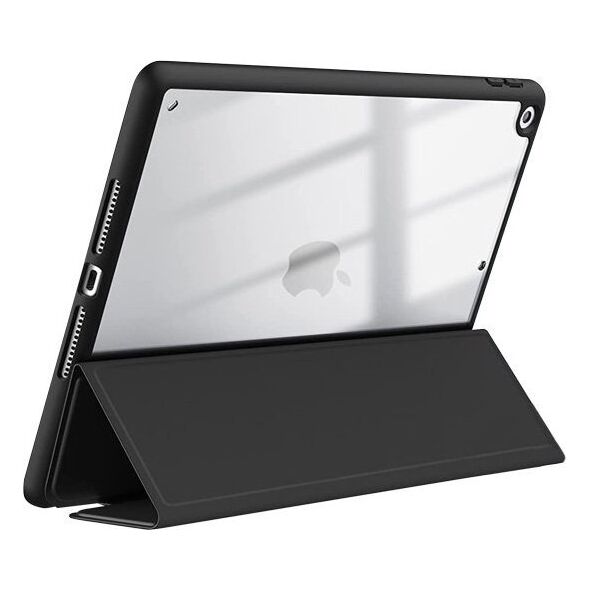 Etui na tablet CRONG PRIMEFOLIO  ETUI IPAD 10.2 (2021-2019) Z PODSTAWKĄ I SCHOWKIEM NA APPLE PENCIL (CZARNY/PRZEZROCZYSTY) 12857283 5904310702676