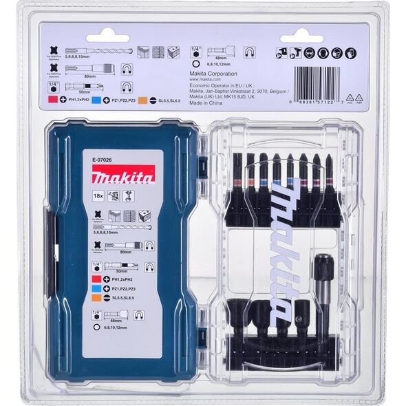 Zestaw narzędzi Makita Zestaw akcesoriów 18szt E-07026 MAKITA 12887381 88381571227