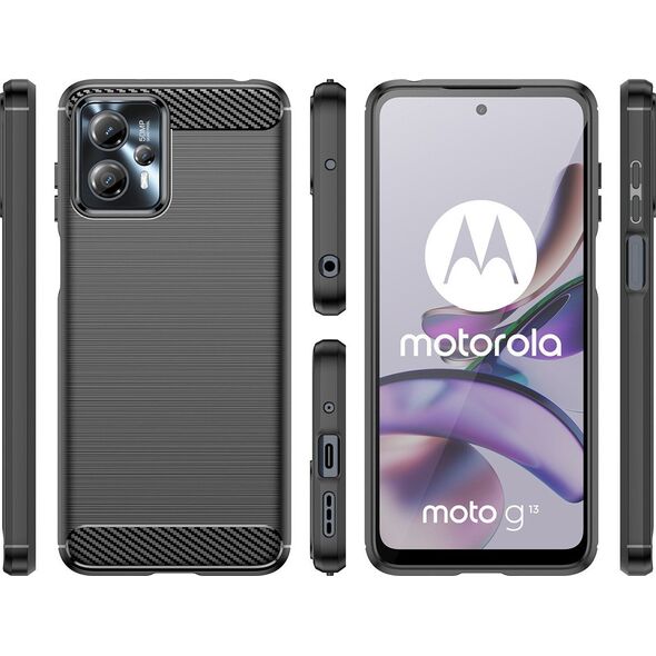 Hurtel Carbon Case etui do Motorola Moto G53 / G13 elastyczny silikonowy karbonowy pokrowiec czarne 12894965 9145576275535