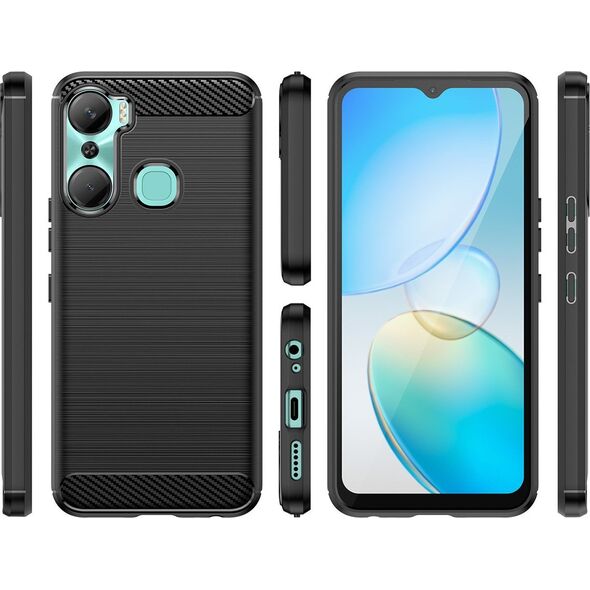 Hurtel Carbon Case etui do Infinix Hot 12 Pro elastyczny silikonowy karbonowy pokrowiec czarne 12894966 9145576275474