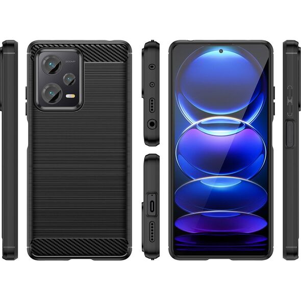 Hurtel Carbon Case etui do Xiaomi Redmi Note 12 Pro+ elastyczny silikonowy karbonowy pokrowiec czarne 12894982 9145576275351