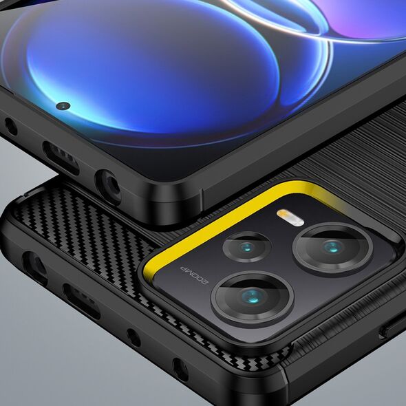 Hurtel Carbon Case etui do Xiaomi Redmi Note 12 Pro+ elastyczny silikonowy karbonowy pokrowiec czarne 12894982 9145576275351