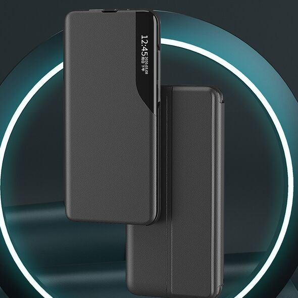 Hurtel Eco Leather View Case etui do Xiaomi Redmi 11A / Poco C55 / Redmi 12C z klapką podstawka czarne 12895023 9145576275740
