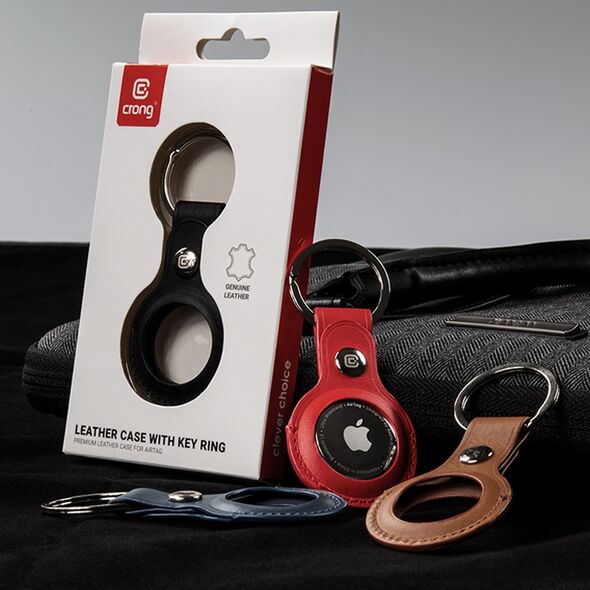 Crong Brelok Crong Leather Case with Key Ring Apple AirTag (zielony) 12895864 5904310702645