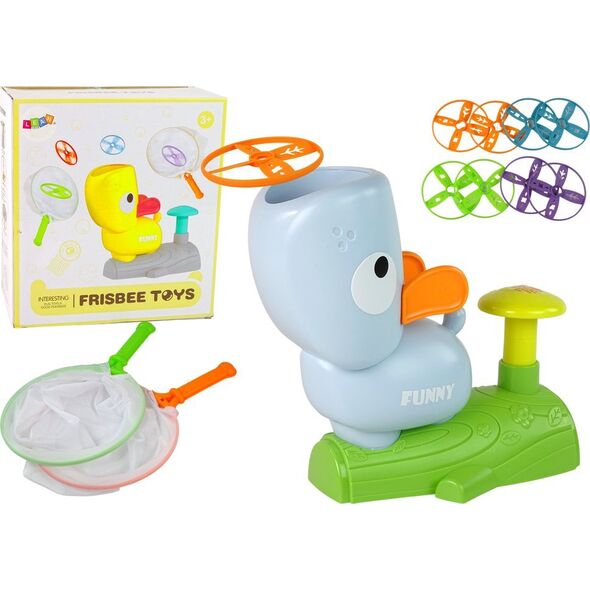 LeanToys Gra Zręcznościowa Złap Frisbee Kaczuszka Katapulta Niebieska 12897060 5905515350792