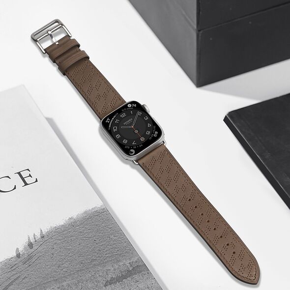 Hurtel Strap Leather skórzany pasek Apple Watch SE, 8, 7, 6, 5, 4, 3, 2, 1 (41, 40, 38 mm) opaska bransoleta ciemnobrązowy 12898178 9145576276266